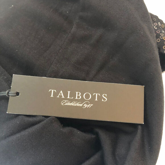 Talbots Top Womens Size M Black Pullover Sequined Sparkle Night Out Layering - Picture 6 of 9